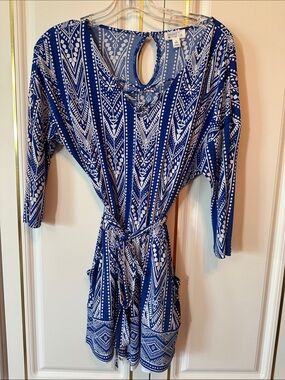 Market & Spruce Blue & White Printed Women's Romper